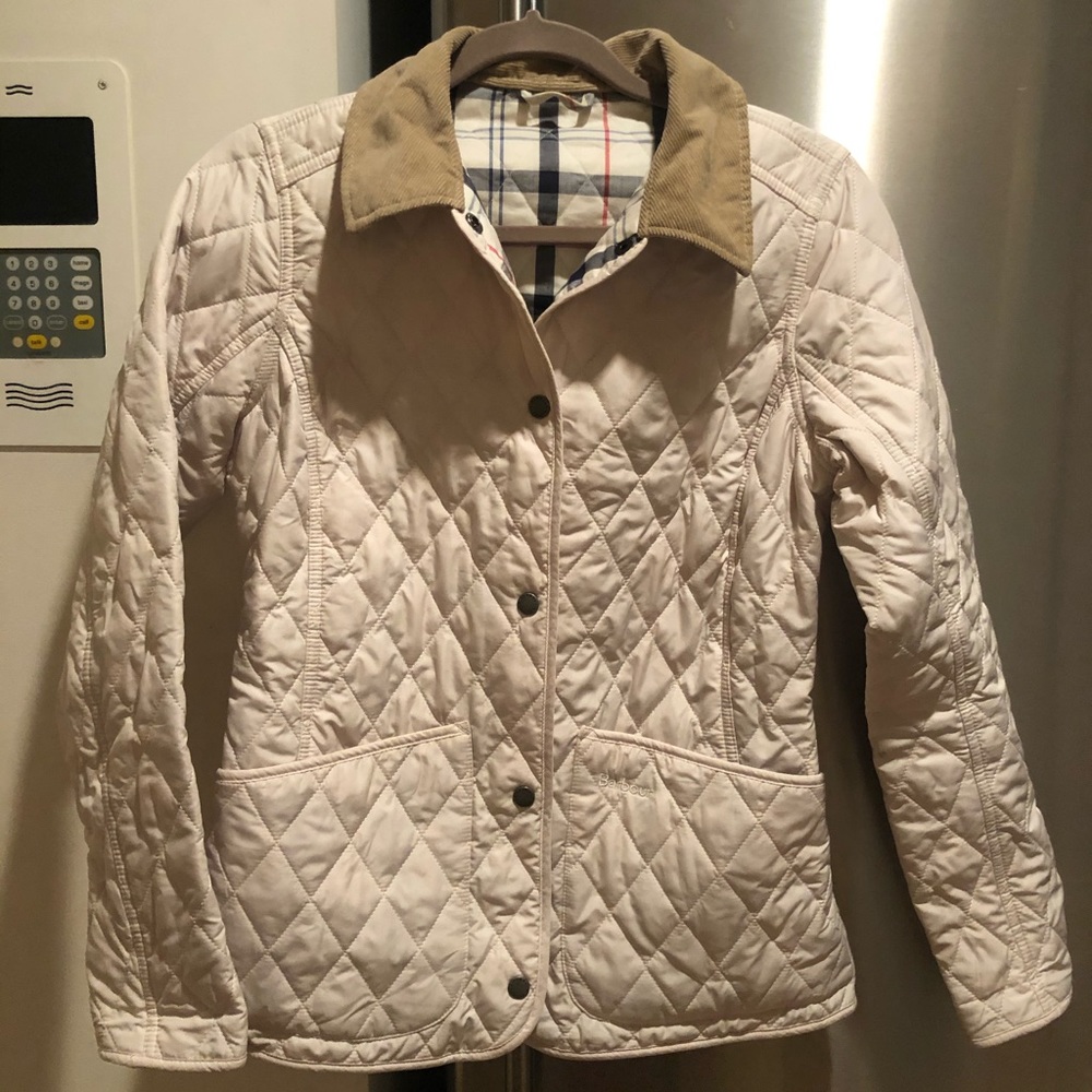 Cream Barbour jacket